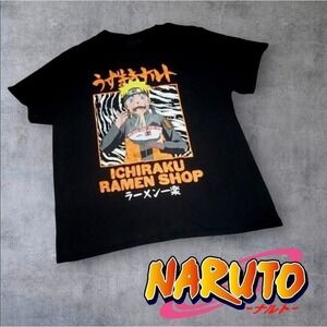 Naruto Ichiraku's Ramen Unisex Short Sleeve Crew Neck‎ T-shirt Black XL